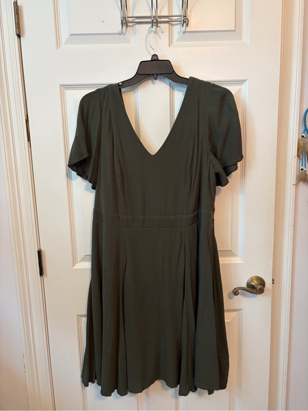 TORRID Olive Gauze Flutter Sleeve Skater Smoked Dress Size 2